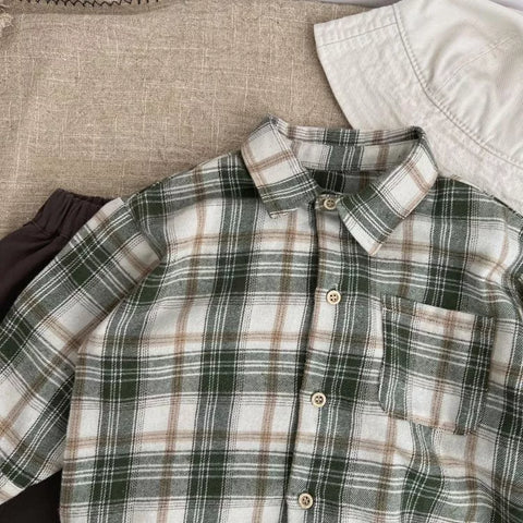 Boys Plaid Print Flannel Shirt