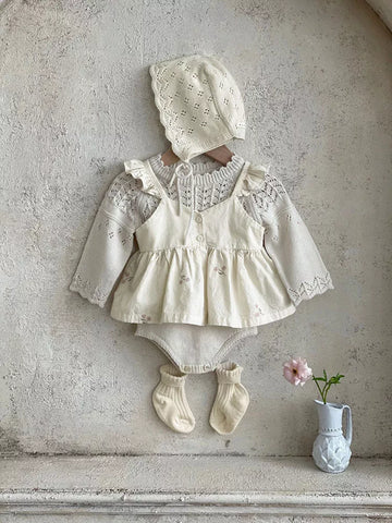 2 Pc Baby Girl Peplum Cotton Bloomer Set