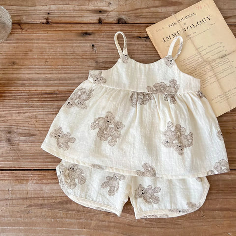 2 Pc Baby Girl Cotton Cami Print & Shorts Set