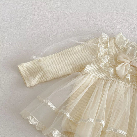 Baby Girl Victorian Tulle Long Sleeve Dress