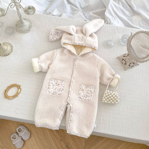 Baby Girl Fleece Easter Rabbit Bunny Romper