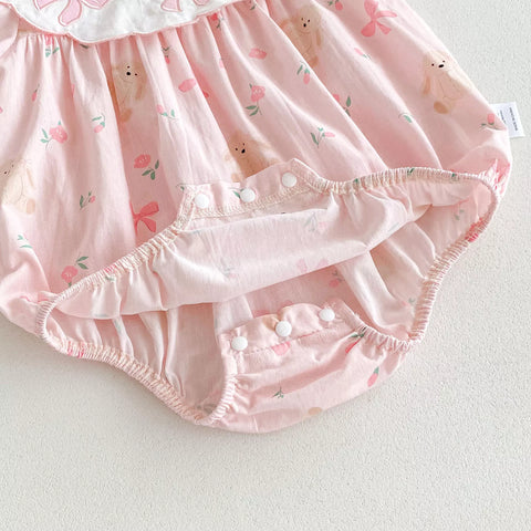 Baby Girl Bunny Bow Collar Bodysuit