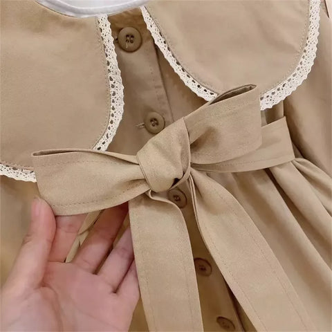 Girl Peter Pan Big Collar Trench Coat