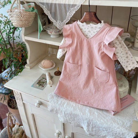 Baby Girl Ruffle V Back Pocket Dress