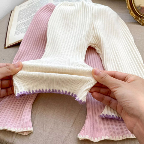2 Pc Girls Ribbed Coverstitch Cardigan Set