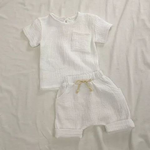 2 Pc Baby Boys Summer Cotton Tee & Short Set