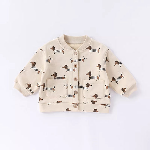 2 Pc Baby Print Cardigan Sweater Set