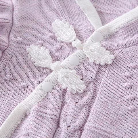 Baby Girl Knit Mandarin Collar Romper