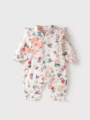 Baby Girl Cotton Bunny Qipao Romper