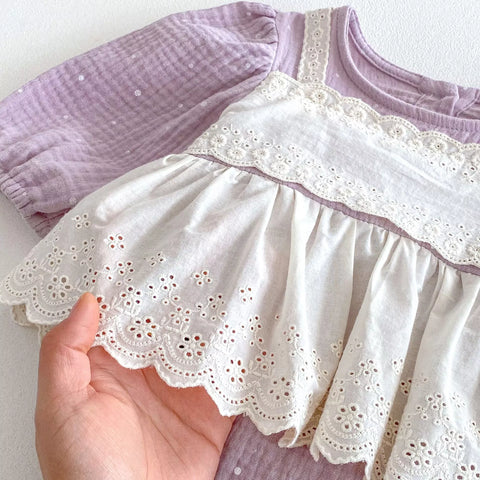 Baby Girl 2 in 1 Lace Overlay Cotton Bodysuit