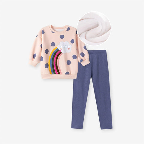 2 Pc Girls Rainbow & Cloud Sweatshirt & Leggings