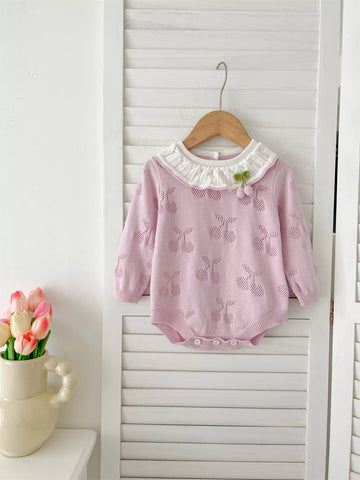 Baby Girl Cherry Knitted Bodysuit