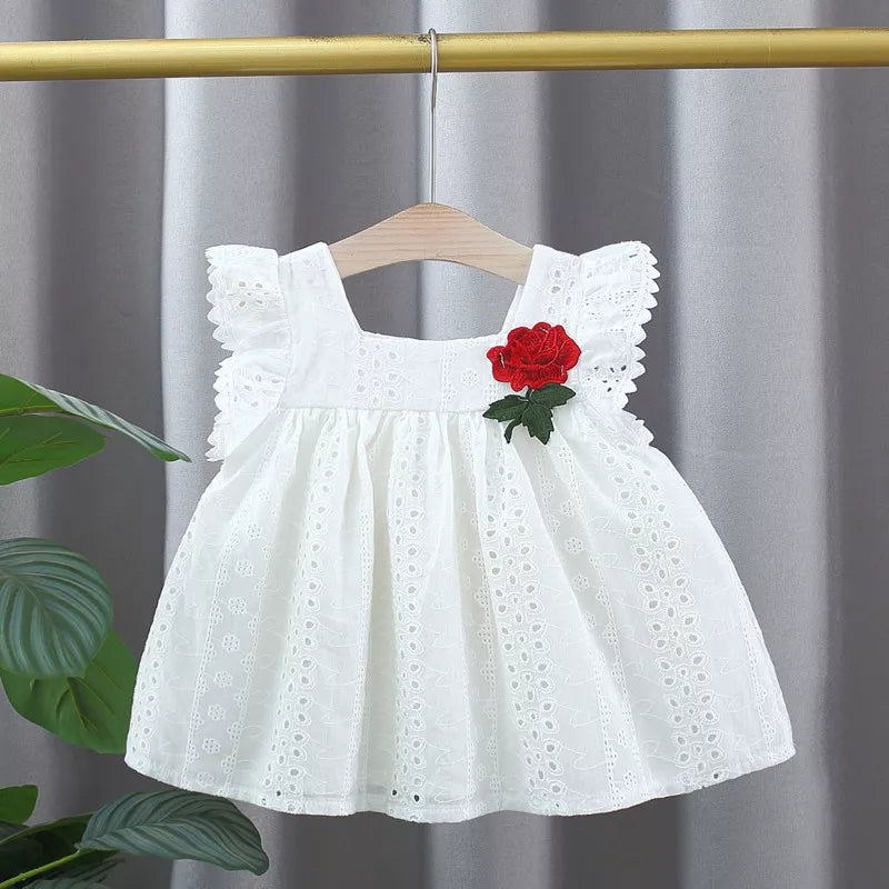 Baby Girl Rose Patch Eyelet Dress