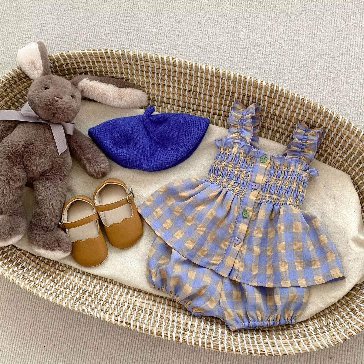 2 Pc Baby Girl Plaid Smocked Top & Bloomers