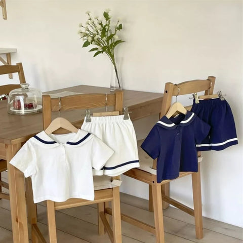 2 Pc Baby Boy Sailboat Style Shorts Set