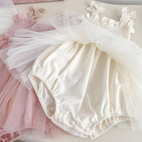 Baby Girl Smocked Tulle Skirt Bodysuit Dress