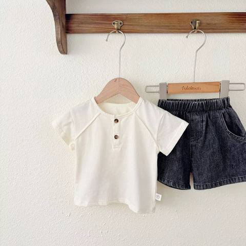 2 pc Baby Boy Tee & Denim Shorts Set