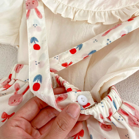 2 Pc Baby Girl Rabbit Collar Shirt & Skirt Set