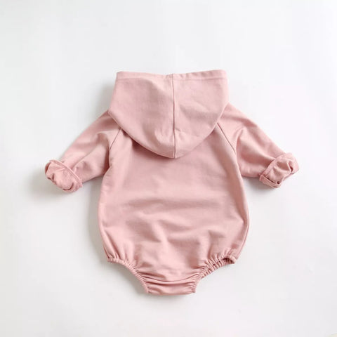 Baby Girl Smile Print Hoodie Bodysuit