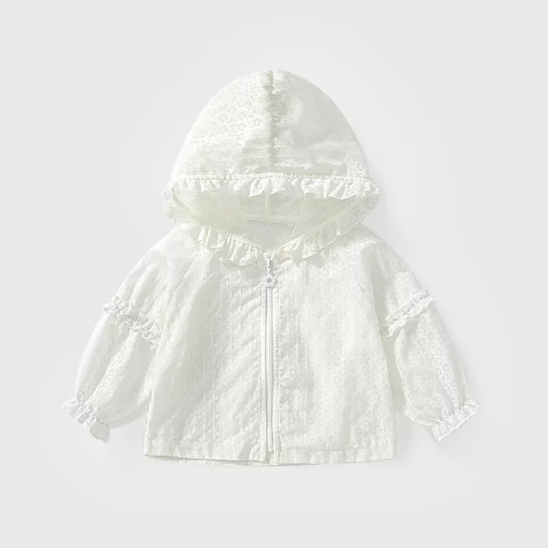 Girl Light Flower Pattern Ruffle Jacket
