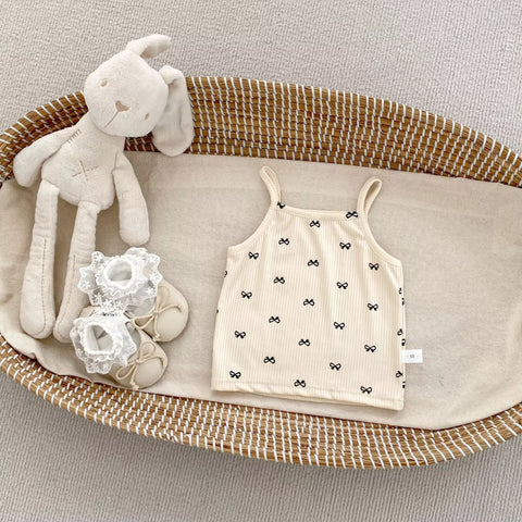 2 Pc Baby Girl Bow Print Cami & Bloomer Shorts Set