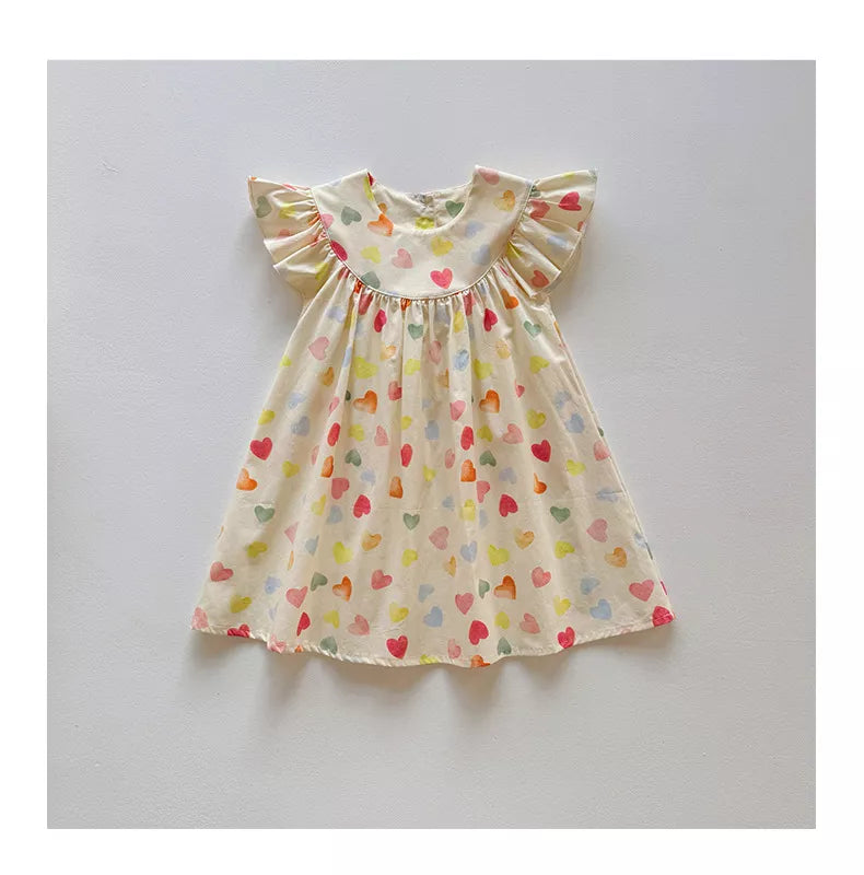 Girls Rainbow Hearts Swing Dress