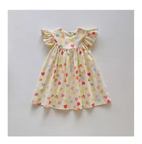Girls Rainbow Hearts Swing Dress