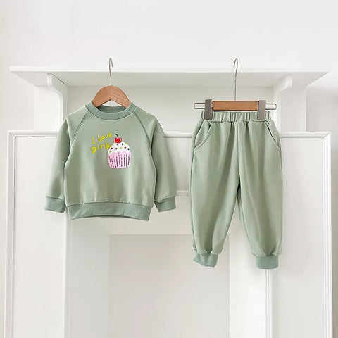2 Pc Unisex Baby Toddler Dessert Print Sweat Suit