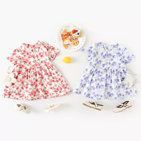 Baby Girl Tropical Floral Print T-Shirt Dress
