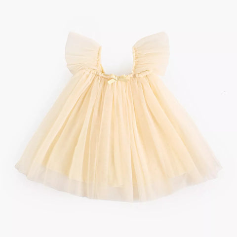 Girls Tulle Flutter Sleeve Dress