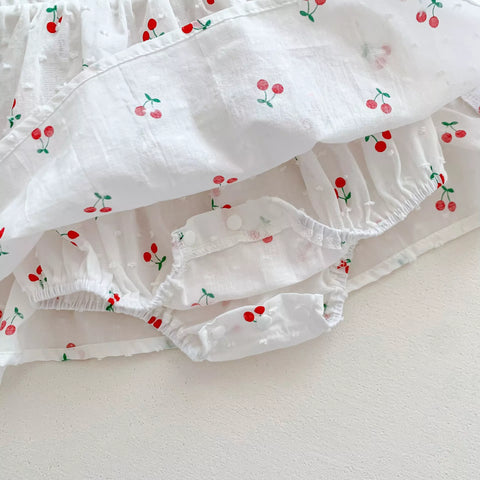 Baby Girls Swiss Dot Cherry Tie Back Dress