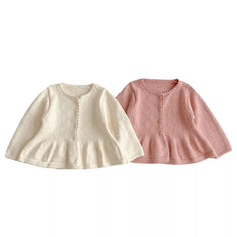 Baby Girl Pointelle Flare Hem Cardigan