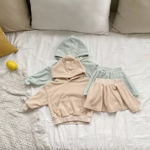 2 Pc Baby Girl Terry Cloth Hoody & Skirt Set