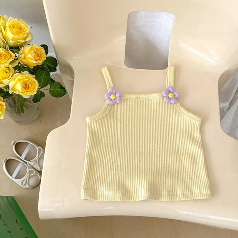 2 Pc Girl RIbbed Cami Tank & Tiered Lace Skirt