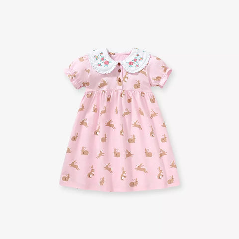 Girls Bunny Hop Collar Tee Shirt Dress