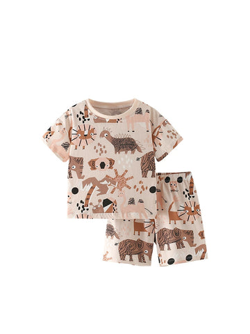 2 Pc Boys Abstract Dinosaur Print Tee & Shorts Set