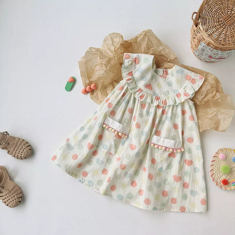 Girls Rainbow Polka Dot Swing Dress