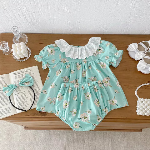 Baby Girl Mint Blossom Bodysuit Set