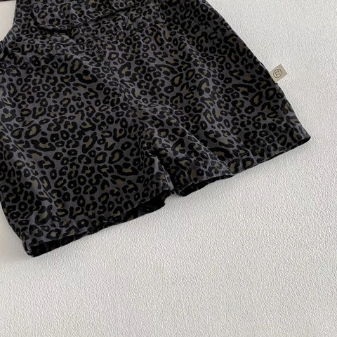 2 Pc Unisex Leopard Overall & Tank Top Set