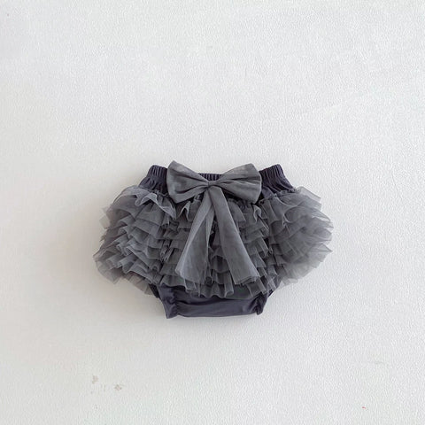 Baby Girl Bow Mesh Ruffle Skirt