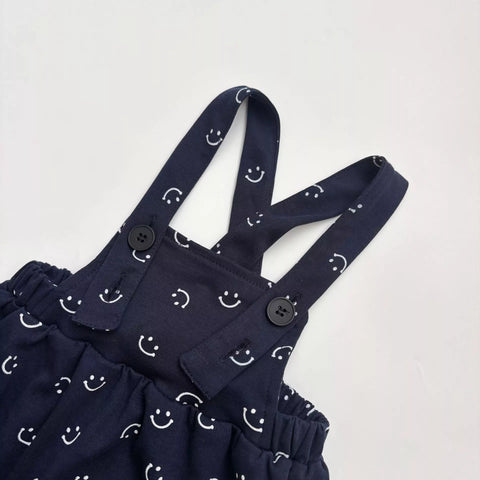 2 pc Baby Boy Happy Face Overalls & Tee Set