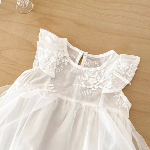 2 Pc Baby Girl Semi Sheer Floral Dress with Bonnet