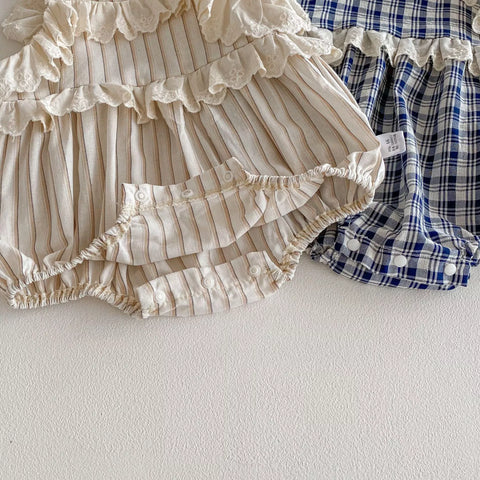 Baby Girl Ruffle Trim Plaid Cami Bodysuit
