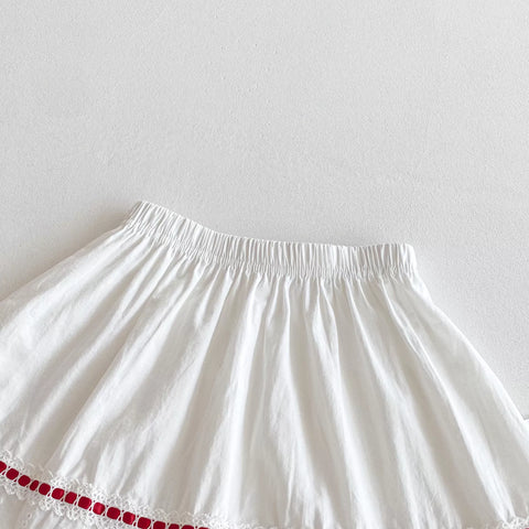 Girls Cherry Tank Top and Cotton Skirt Set