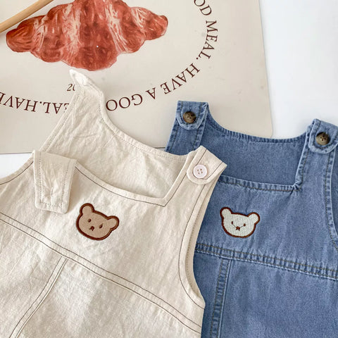 2 pc Baby Boy Bear Denim Overall Bodysuit w/ Tee