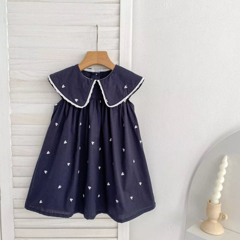 Girls Big Collar Hearts Emb Bodysuit or Dress