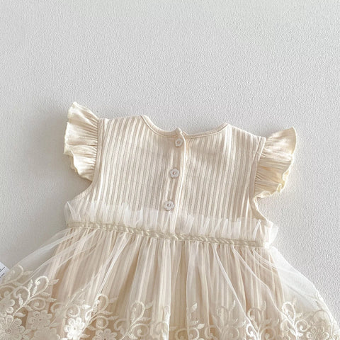 Baby Girl Bow Lace Skirt Bodysuit Dress