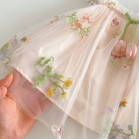 2 pc Baby Girl Wild Flower Tulip Dress w/ Hat
