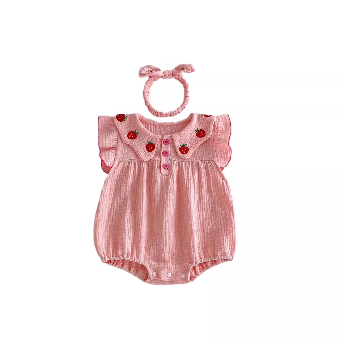 Baby Girl Strawberry Collar Bodysuit