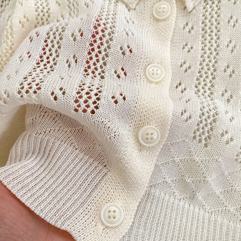 Baby Girl Pointelle Collar Cardigan